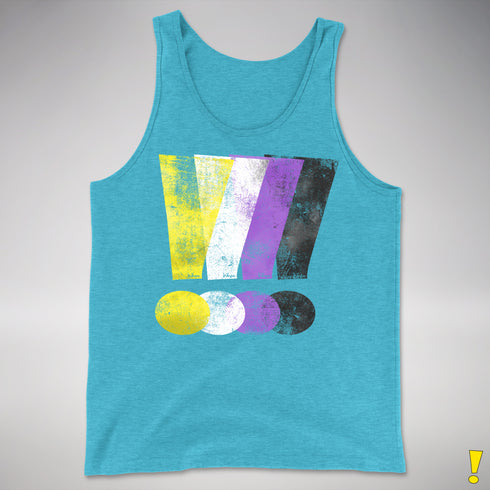 Nonbinary Pride Grunge Exclamation Points Premium Tank Top - Aqua Triblend